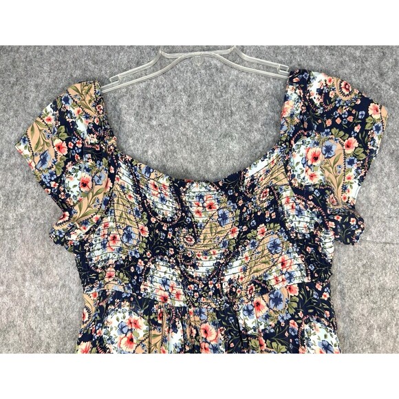 Jessica Simpson Maternity Blue Floral Midi Dress Smocked Women’s Size M - Picture 4 of 8